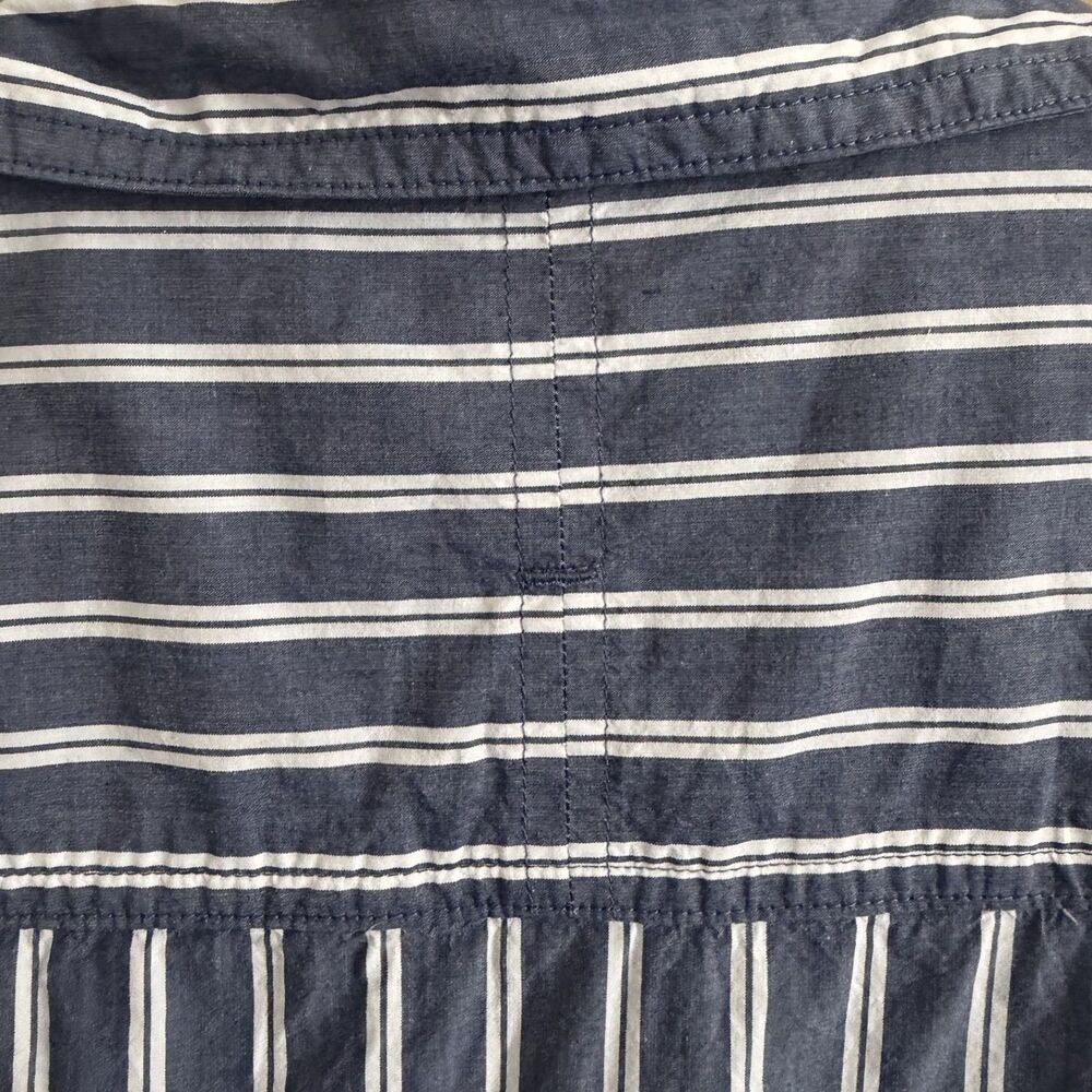blue striped cropped boxy button up shirt collared top medium by banana republic - Picture 6 of 10